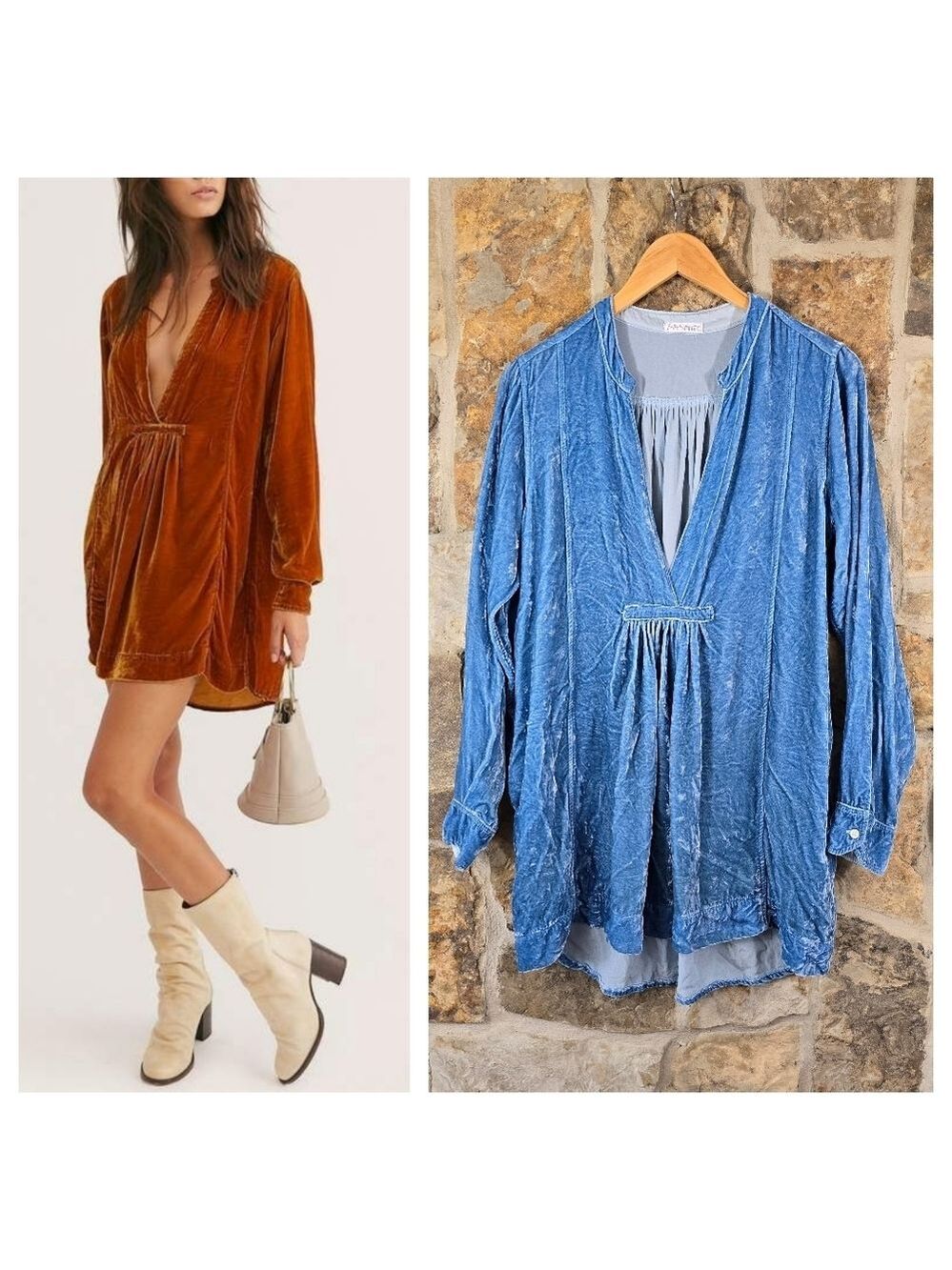 CP Shades X Free People Crushed Velvet Silk Tunic Dress